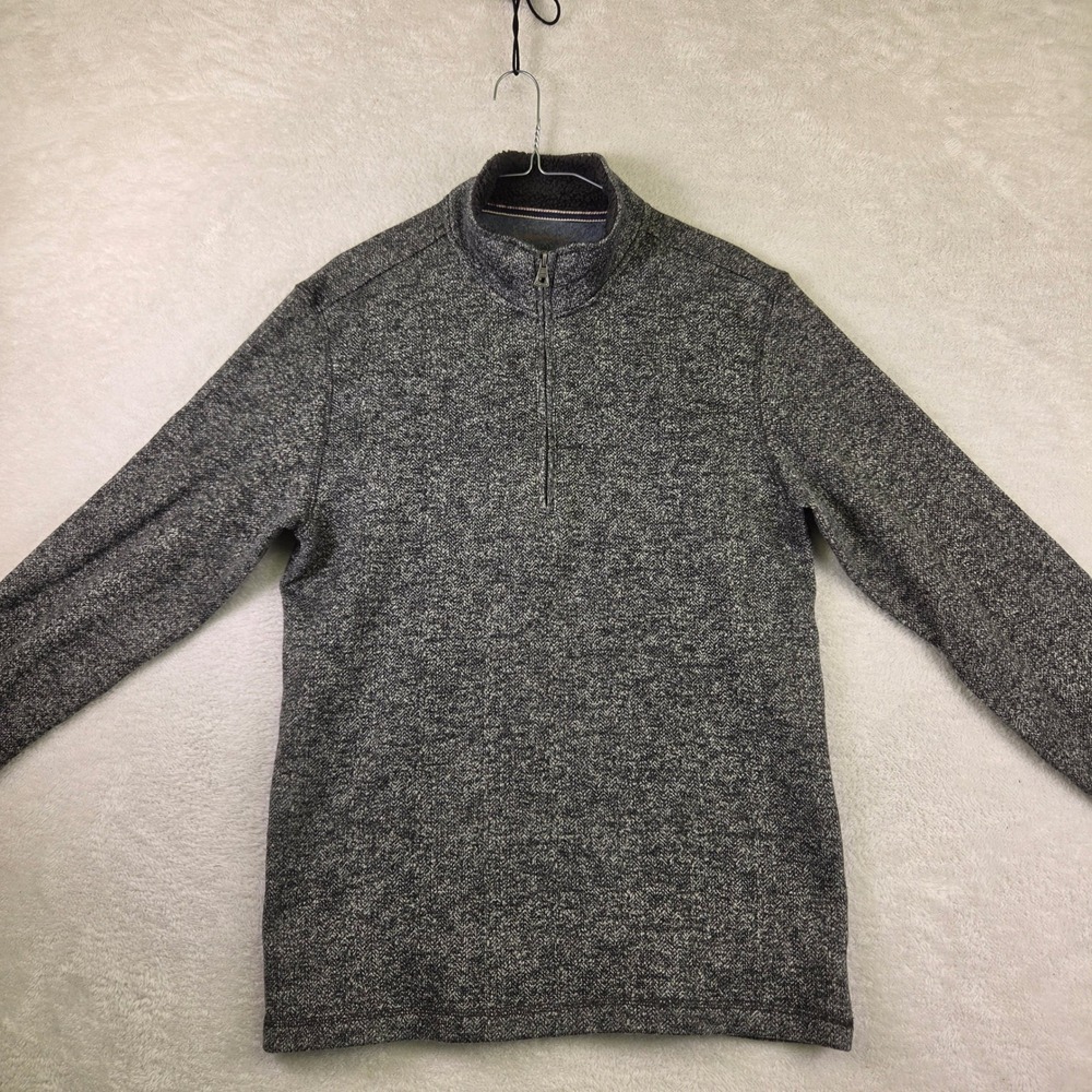 Weatherproof Vintage Mens Medium Gray Marled Sherpa Lined Quarter Zip Pullover